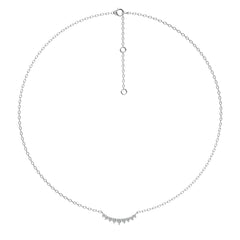 Resplendent Curved bar Round Natural Diamond Nine stones Necklace