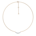 Resplendent Curved bar Round Natural Diamond Nine stones Necklace