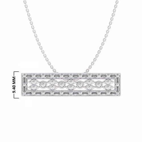 1 CT. Natural Round and Baguette Diamond Studded Designer Bar Necklace