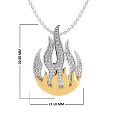 5/8 CT. Natural Round Diamond Studded Fire Flame Designer Pendant