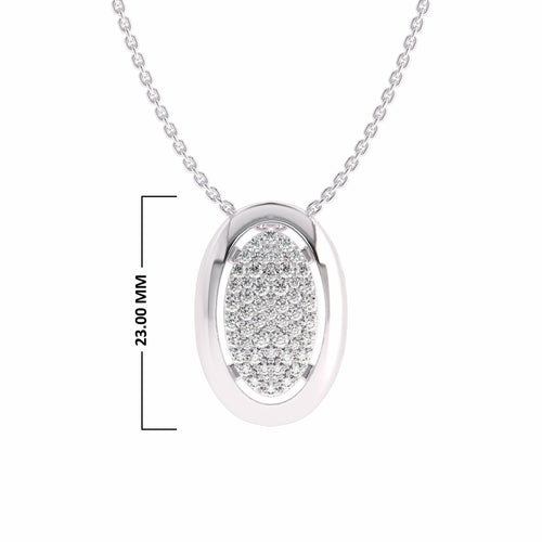 3/4 CT. Natural Round Diamond Studded Cluster Oval Pendant