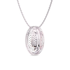 3/4 CT. Natural Round Diamond Studded Cluster Oval Pendant