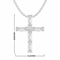 3/4 CT. Natural Round Princess and Criss Cut Diamond Studded Classic Cross Pendant