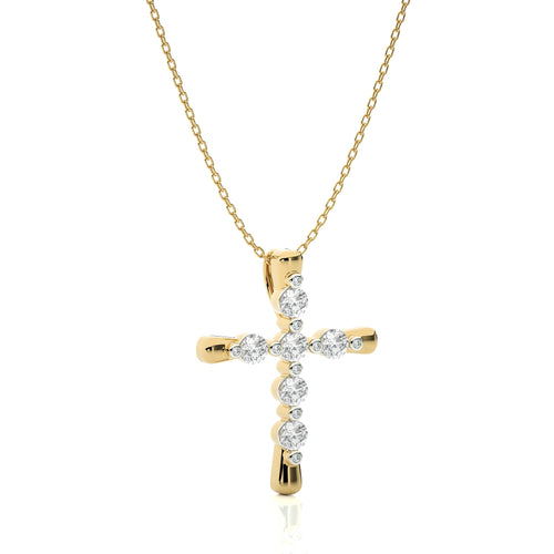 Embellished Gold Cross Lab Created Diamond Pendant