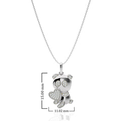 Charming Cute Bear cub cartoon Lab Created Diamond Pendant/Necklace