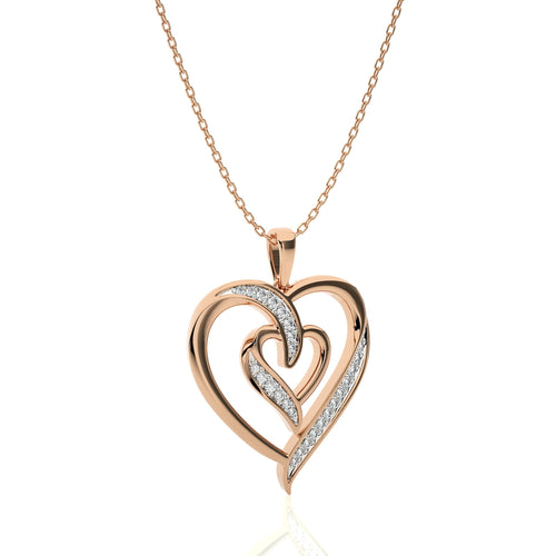 1/8 CT. Adorned Twin Heart Lab Created Diamond Pendant.