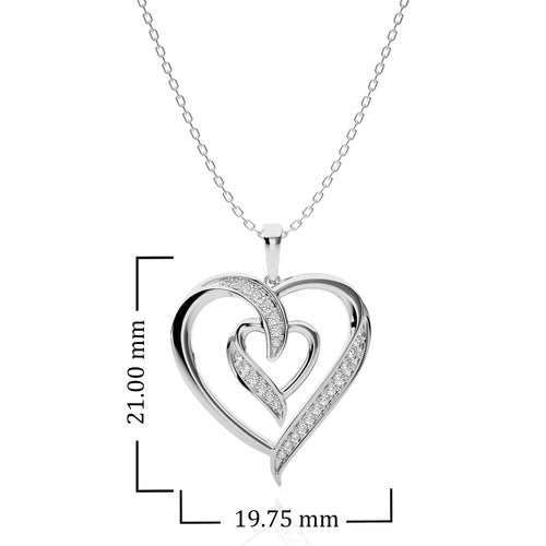 Adorned Twin Heart Lab Created Diamond Pendant.