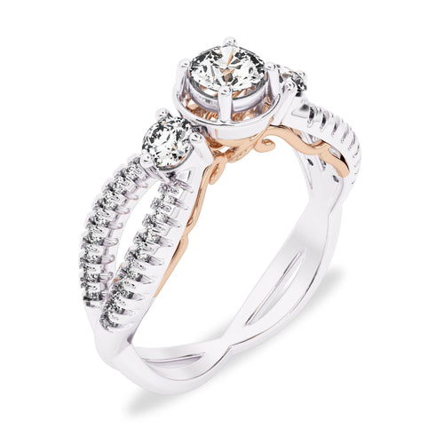 3/4 CT Infinity Twist Three Stone Engagement Ring