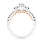 5/8  CT. Three stone style Two Tone Engagement Ring
