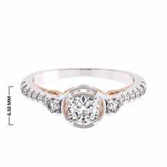 Three stone style Two Tone Engagement Ring
