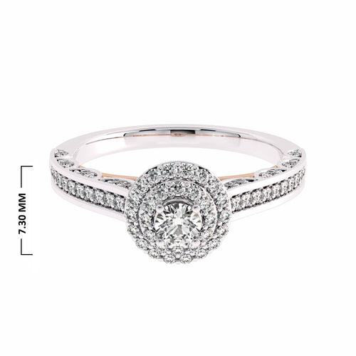 1/2 CT Round Diamond Double Halo Engagement Ring