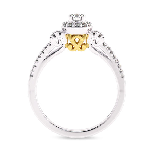 1/2 CT. Natural Round Diamond Studded Halo Engagement Ring with Split Shank