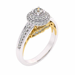 1/2 CT Round Diamond Halo Engagement Ring