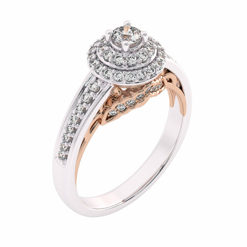 1/2 CT Round Diamond Halo Engagement Ring