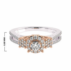 1/2 CT Round Diamond Triology Styled Halo Engagement Ring