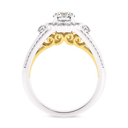 1 CT Round Diamond Split Shank Halo Engagement Ring
