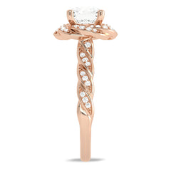 Flower style Twisted halo Engagement Ring