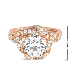 Flower style Twisted halo Engagement Ring