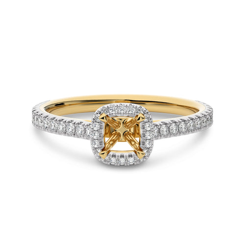 1/3 CT Round Diamond Semi Mount  Halo Engagement Ring