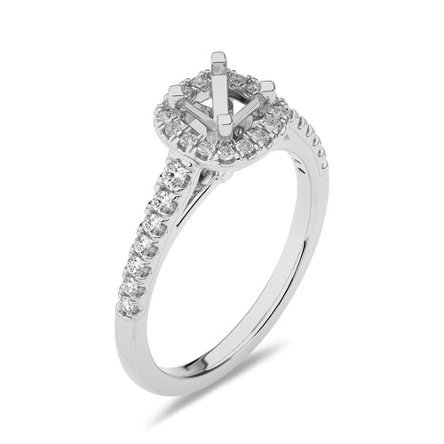 1/4 CT Round Diamond Semi Mount Halo Engagement Ring