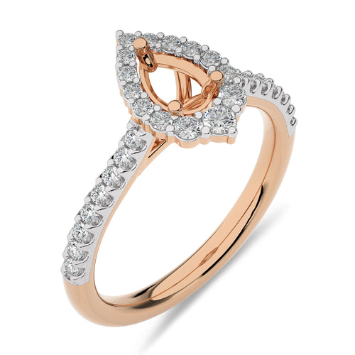 1/2 CT Round Diamond Semi Mount Two tone Halo Engagement Ring