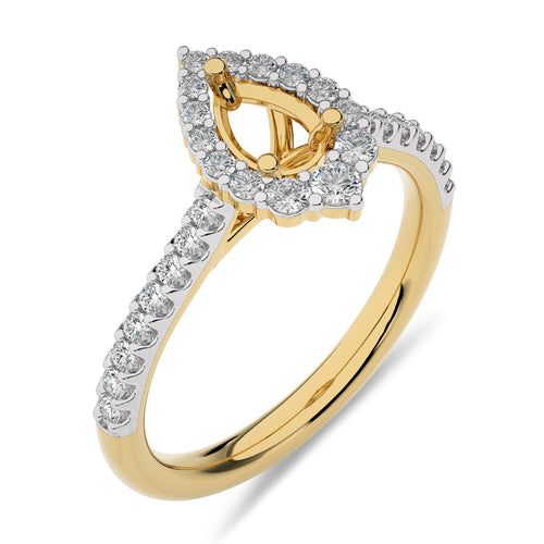1/2 CT Round Diamond Semi Mount Two tone Halo Engagement Ring