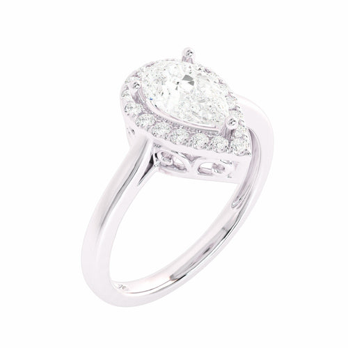 Celestial Sparkle Pear Cut Lab created Diamond Halo Engagement Ring