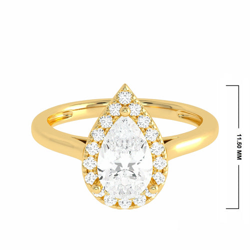 Celestial Sparkle Pear Cut Lab created Diamond Halo Engagement Ring