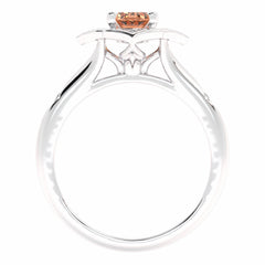 Soft Sunrise Oval Morganite and Natural Diamond Floral Engagement Ring.