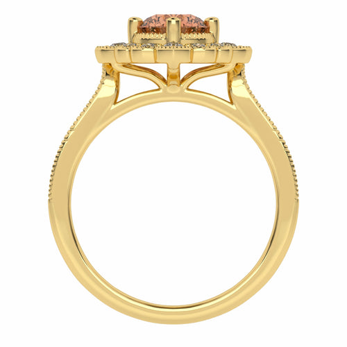 Pink Petal Round Morganite and Natural Diamond Vintage Engagement Ring.