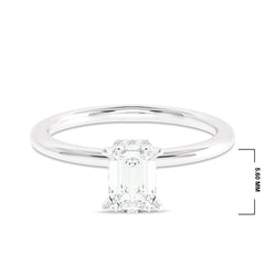 Emerald cut Solitaire Double Hidden Halo Engagement Ring