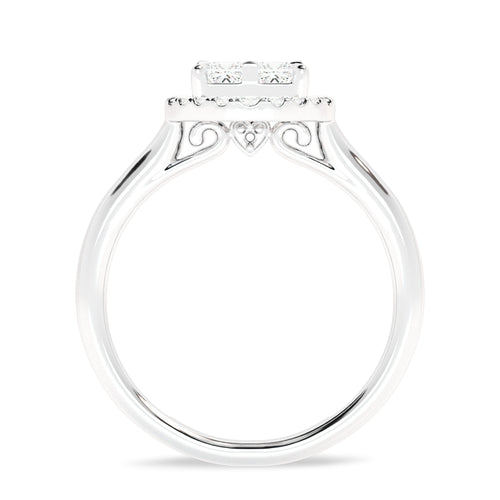 Sovereign Shine Square Center with Four Asscher Cut Diamonds Surrounded by Round Lab created Diamonds Ring