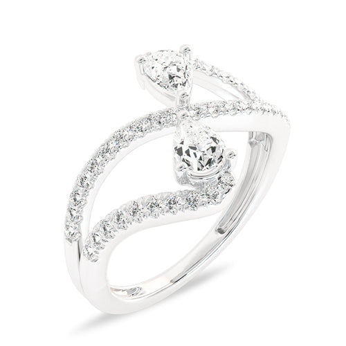 Classic dual Pear and Round Lab Created Diamond Ring