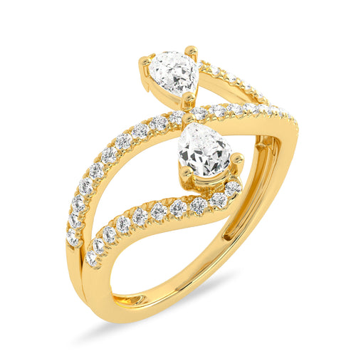 Classic dual Pear and Round Lab Created Diamond Ring