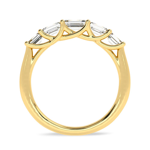 Trellis style Five stones Emerald Cut Lab created Diamond Ring.