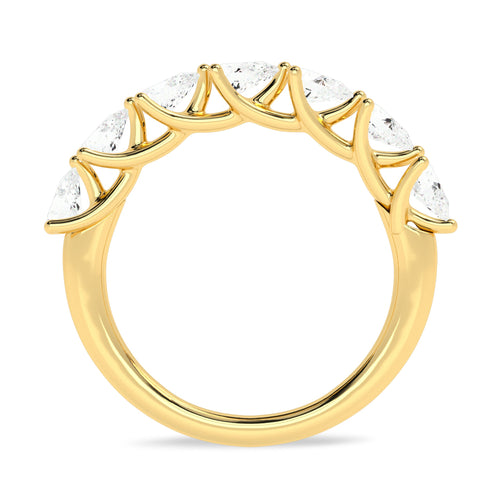 Trellis style seven stones Pear Lab created Diamond Ring.