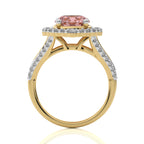 Gentle Glow Round Morganite and Natural Diamond twisted wire V shank Engagement Ring.