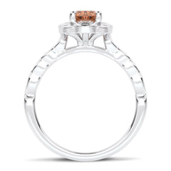 Graceful Oval Morganite and Natural Diamond Engagement Ring.