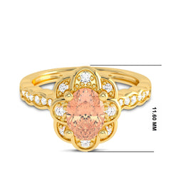 Graceful Oval Morganite and Natural Diamond Engagement Ring.