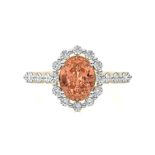 Ethereal Blossom Oval Morganite and Fancy shape  Natural Diamond Engagement Ring.