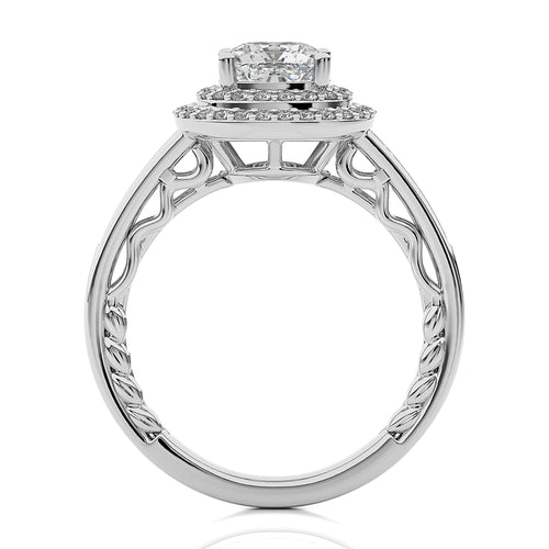 Daisy Blossom Bazel Halo Diamond Engagement Ring