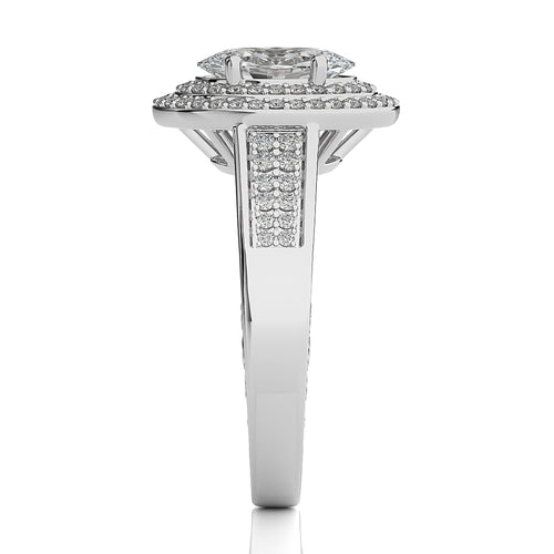 Daisy Blossom Bazel Halo Diamond Engagement Ring