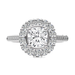 Gerbera Bloom Bazel and Halo Diamond Engagement Ring
