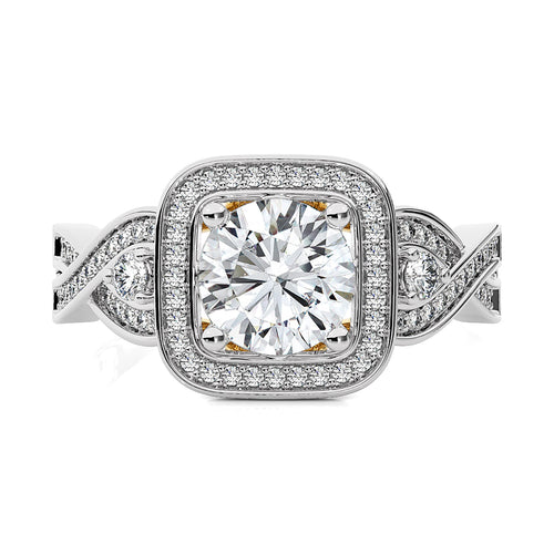 Vintage Style Diamond Halo Engagement Ring