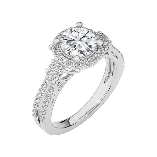Collette Classic Bazel and Halo Diamond Engagement Ring