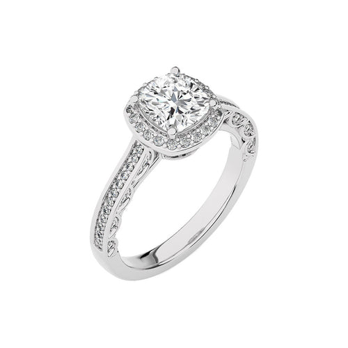 Petite Halo and Bazel Style Diamond Engagement Ring