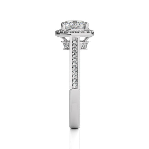 Petite Halo and Bazel Style Diamond Engagement Ring