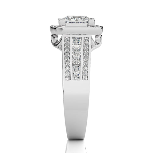 Contemporary Diamond Halo Engagement Ring
