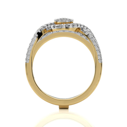 Glimmering Orbit Round Lab created Diamond Ring with Enhancer