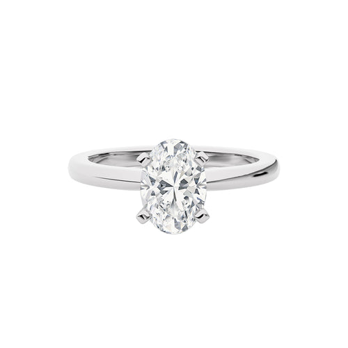 Forever Link Pair of  Oval Solitaire Ring with Round  Lab created Diamond matching band